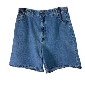 Lee Blue Denim Shorts Size 18M Elastic Waist High Rise Classic Fit